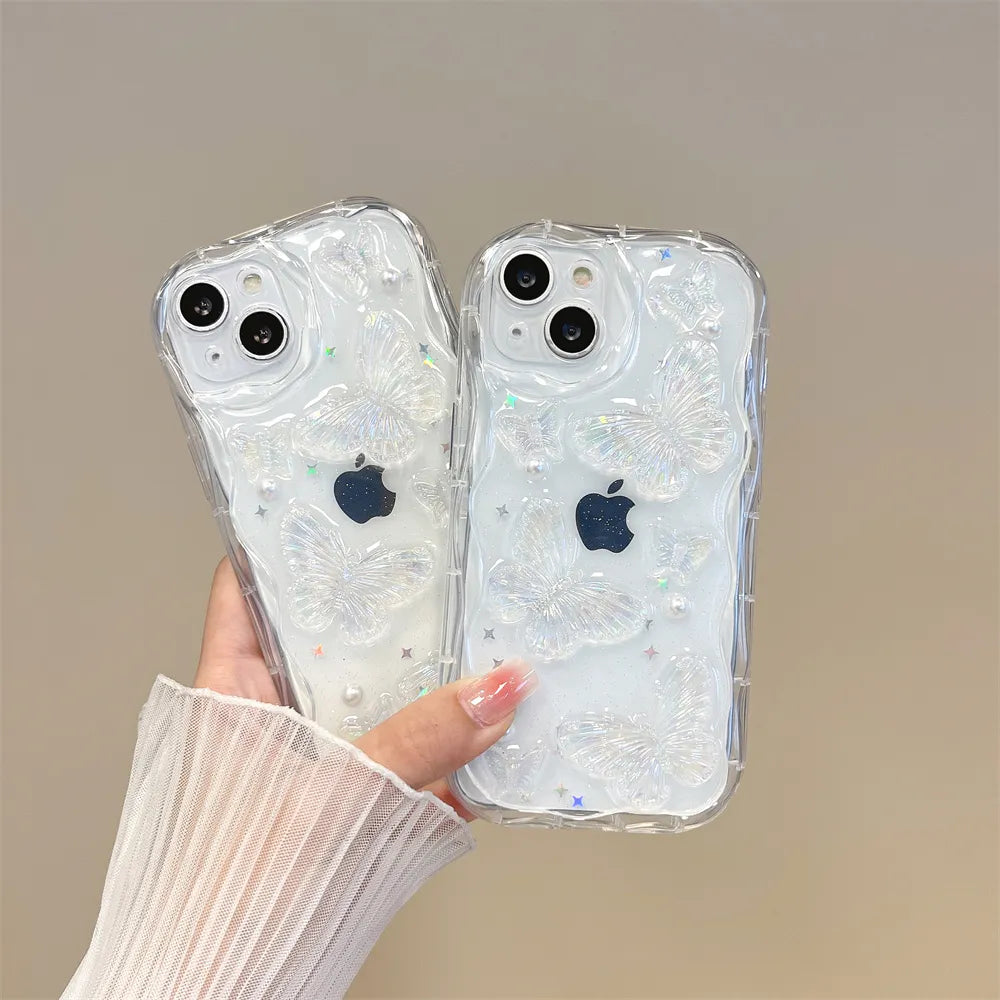 Wavy 3D Pearl Butterfly Case