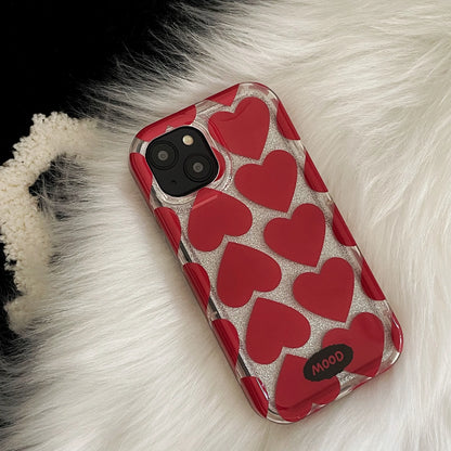 Red LoveHearts Shiny Case