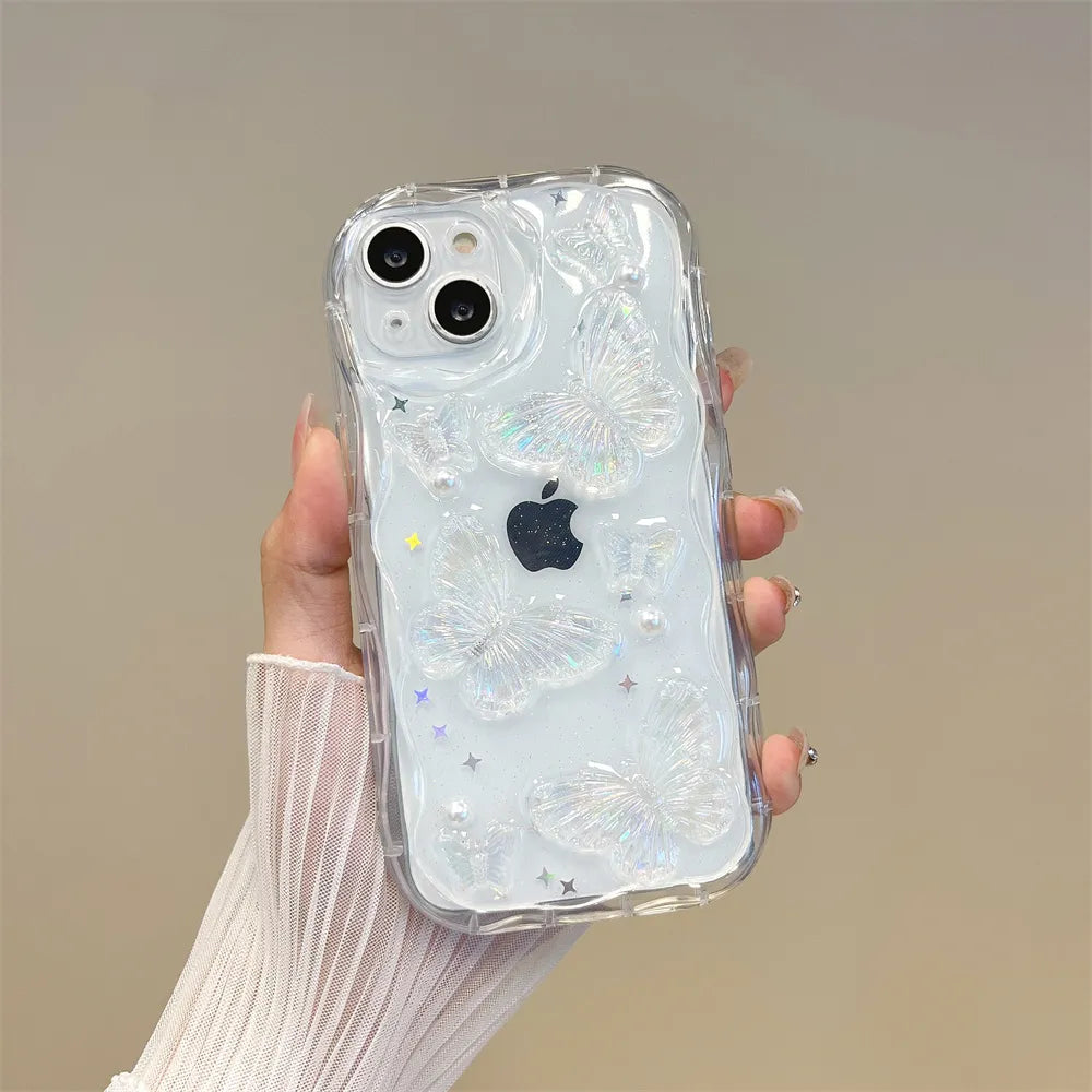 Wavy 3D Pearl Butterfly Case