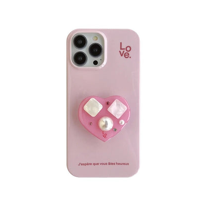 Pink Case + Pearl Gem LoveHeart Stent