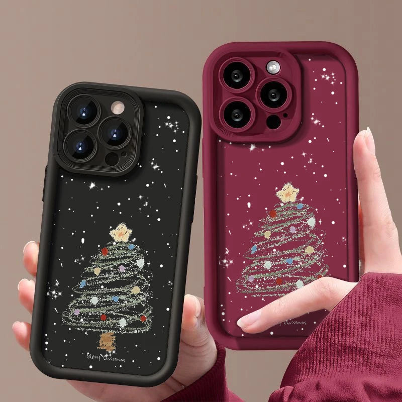 Weiche TPU-iPhone-Hülle mit Weihnachtsbaum-Print