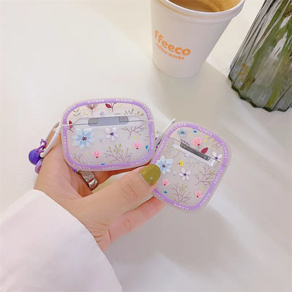 Purple Floral AirPods Case + LoveHeart Charm