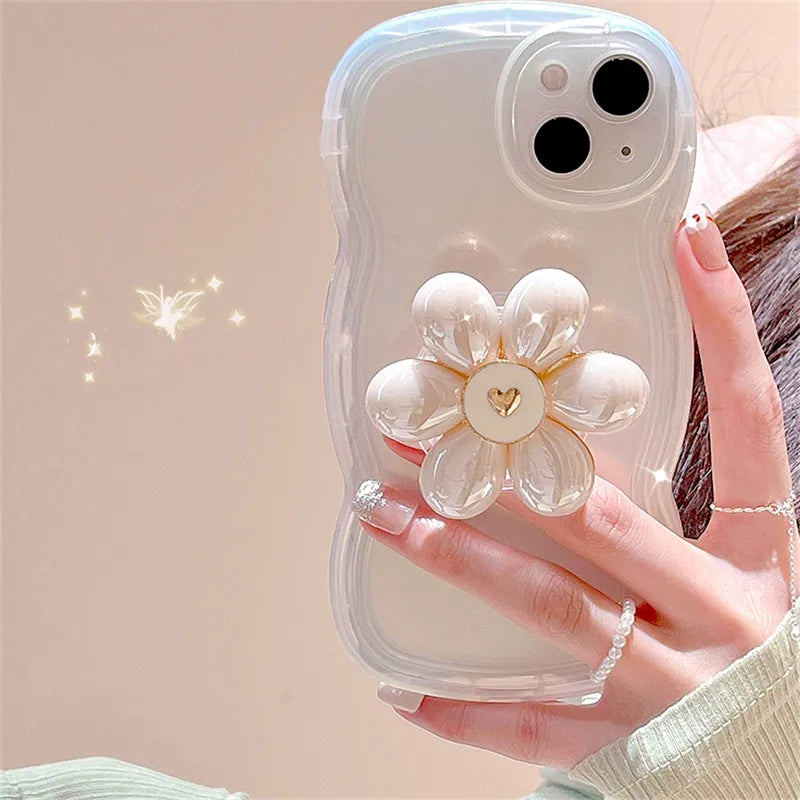 3D Pearl Flower Holder Stand Case