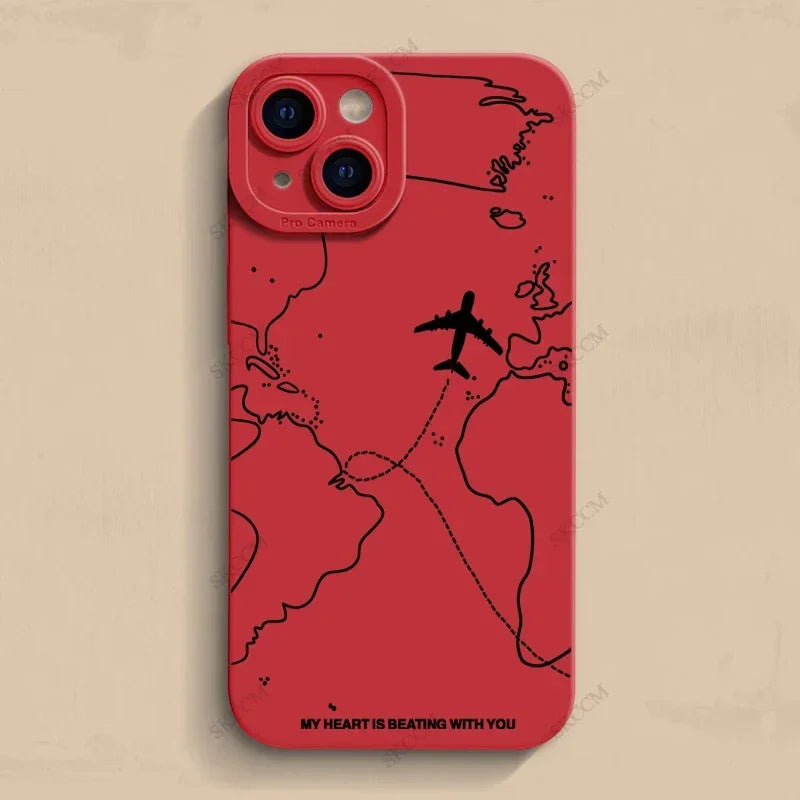 Travel-Inspired Airplane Route iPhone Case