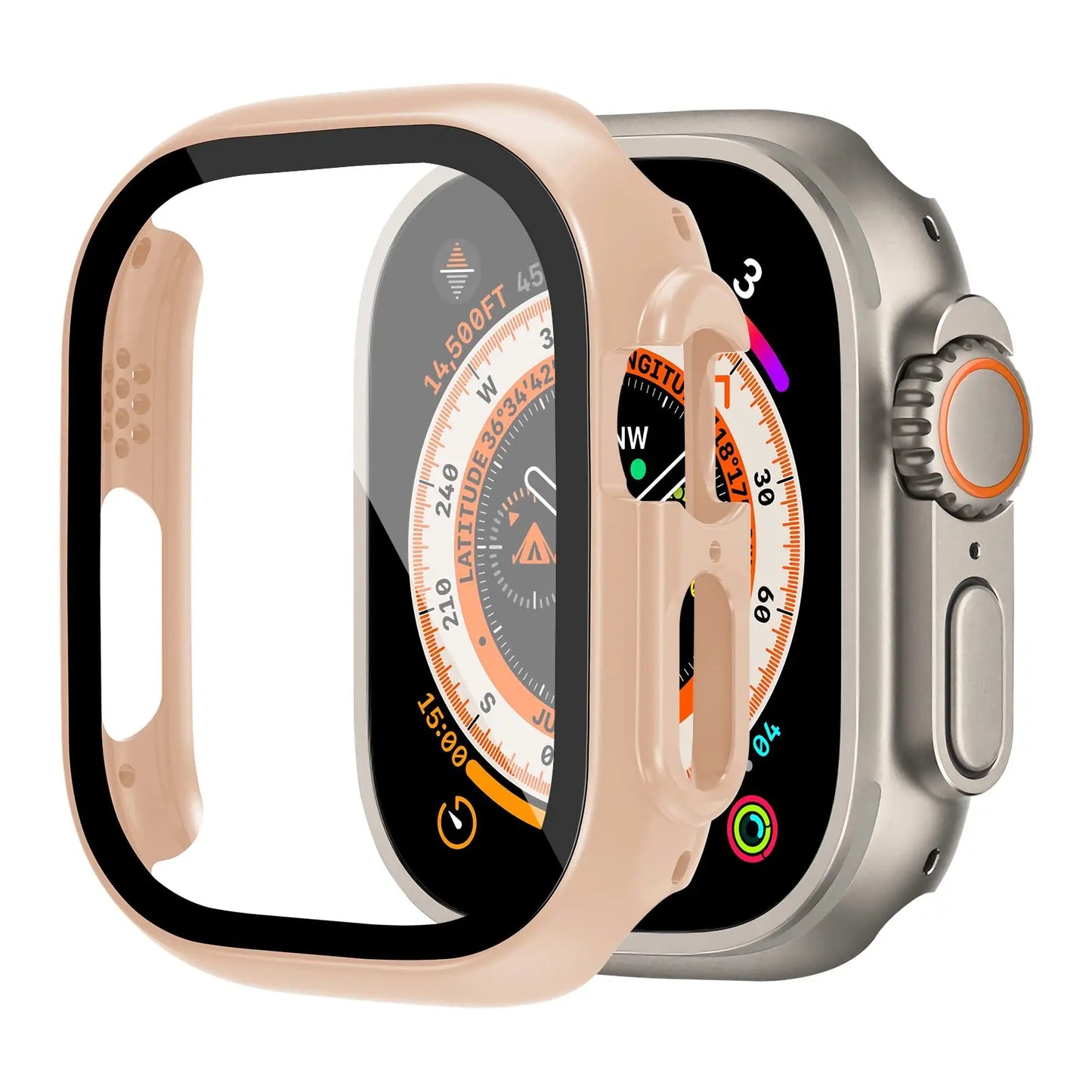 Shockproof PC Case with Tempered Glass for Apple Watch