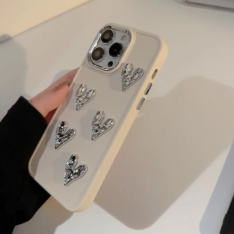 3D Silver LoveHeart Case