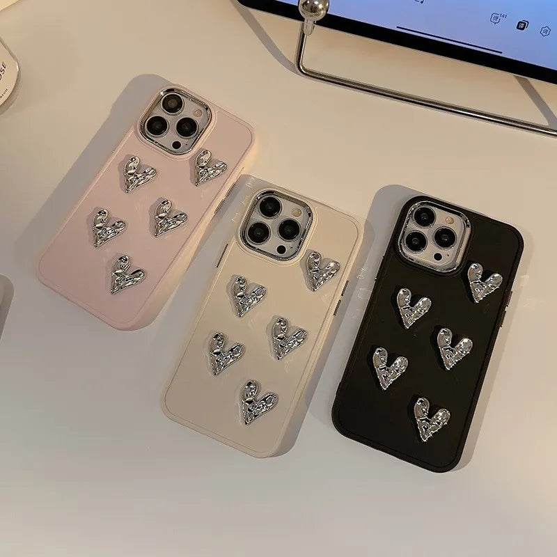 3D Silver LoveHeart Case