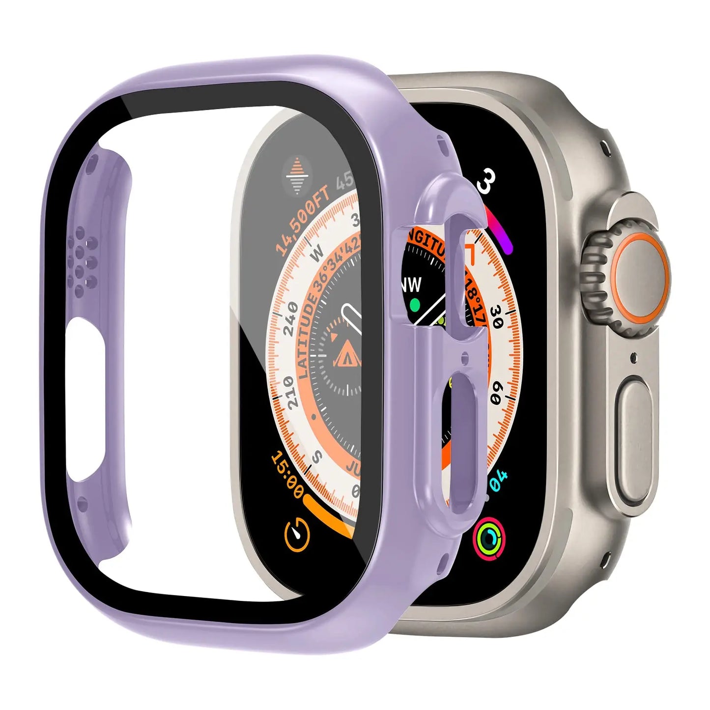 Shockproof PC Case with Tempered Glass for Apple Watch