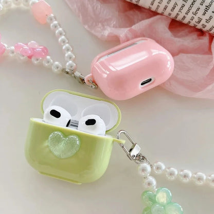 3D LoveHeart AirPods Case + Pearl Strap