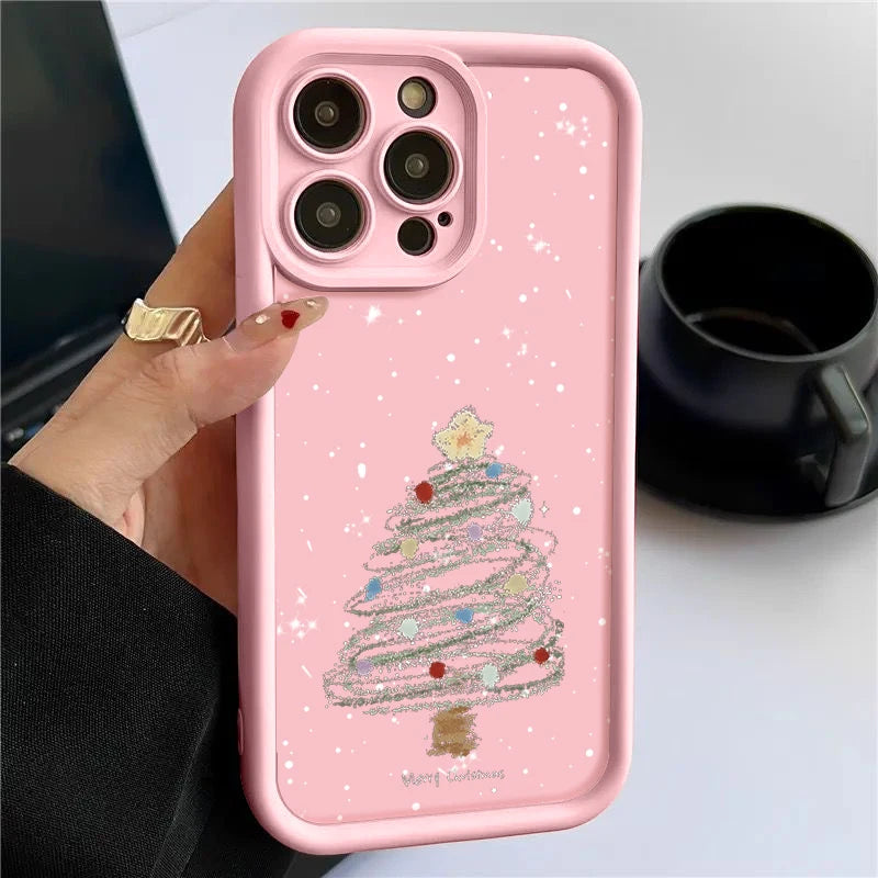 Weiche TPU-iPhone-Hülle mit Weihnachtsbaum-Print