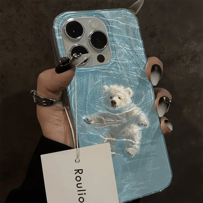 iPhone-Hülle mit weichem Rand und sturz- und stoßfestem Garn aus Swimming Bear-Feder