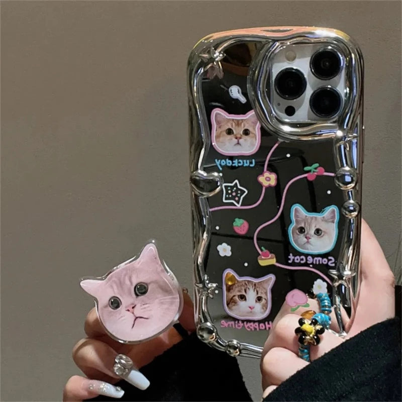 Cats Wavy Mirror Case + Cat Stent