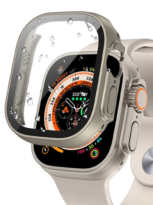 Shockproof PC Case with Tempered Glass for Apple Watch