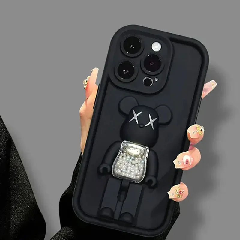 TPU-iPhone-Hülle mit 3D-Bärenhalterung