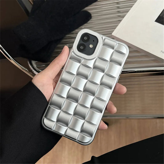 Silver 3D Cube Weave Pattern Case