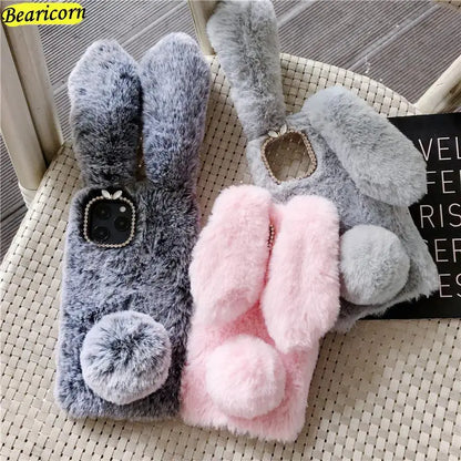 Furry Rabbit Bunny Soft Plush iPhone Case