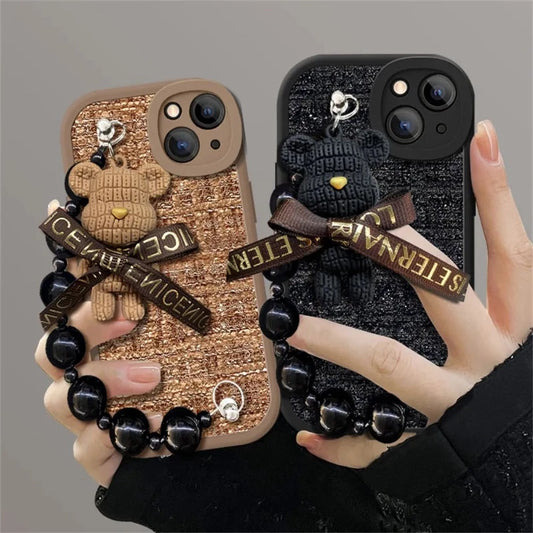 Cute Case + 3D Bear Wrist Strap